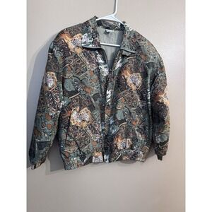 VTG Fuda International Women's S 100% Silk Bomber Jacket Abstract Print